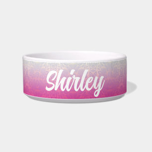 Gepersonaliseerde Ombre Damask Pet Name Bowl Voerbakje