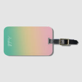 Gepersonaliseerde Ombre Gradiënt Blauwgroen Peach  Bagagelabel (Voorkant (horizontaal))