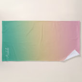 Gepersonaliseerde Ombre Gradiënt Blauwgroen Peach  Strandlaken (Voorkant)