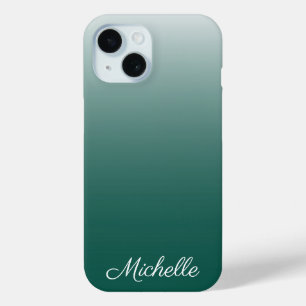 Gepersonaliseerde ombre gradiënt groen iPhone 15 case