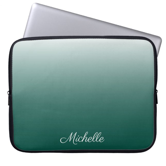 Gepersonaliseerde ombre gradiënt groen laptop sleeve (Voorkant)
