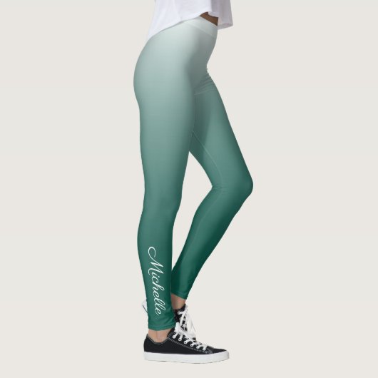 Gepersonaliseerde ombre gradiënt groen leggings (Rechts)