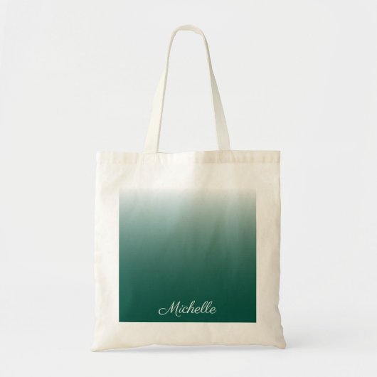 Gepersonaliseerde ombre gradiënt groen tote bag (Voorkant)