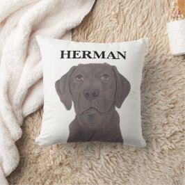 Gepersonaliseerde omkeerbare chocolade labrador kussen