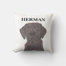 Gepersonaliseerde omkeerbare chocolade labrador kussen
