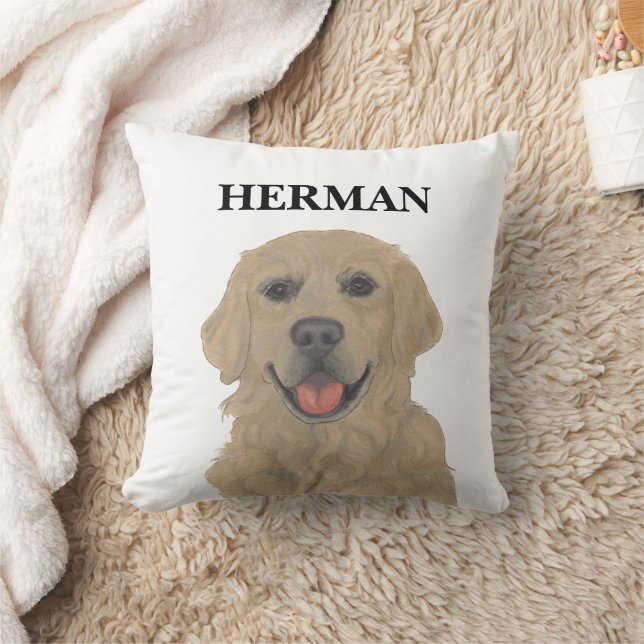 Gepersonaliseerde omkeerbare Golden Retriever Dog Kussen (Deken)