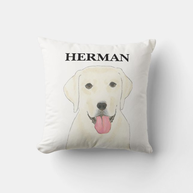 Gepersonaliseerde omkeerbare witte labrador kussen (Voorkant)