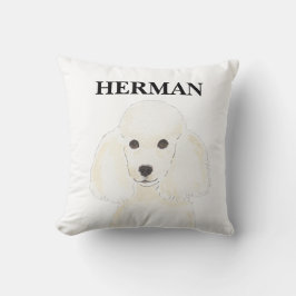 Gepersonaliseerde omkeerbare witte poedel kussen