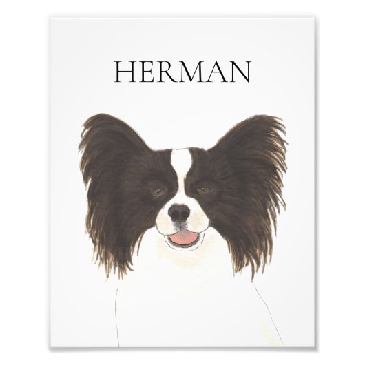 Gepersonaliseerde omkeerbare zwart & wit papillon  foto afdruk (Voorkant)