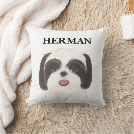 Gepersonaliseerde omkeerbare zwart-wit Shih Tzu Kussen