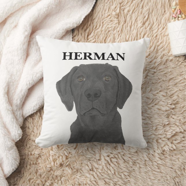 Gepersonaliseerde omkeerbare zwarte labrador kussen (Deken)