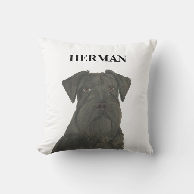 Gepersonaliseerde omkeerbare zwarte Schnauzer Kussen (Voorkant)