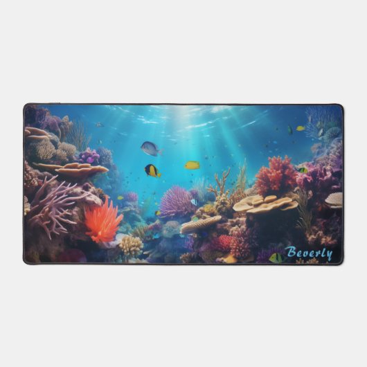Gepersonaliseerde Onderwater Coral Reef Desk Mat (Voorkant)