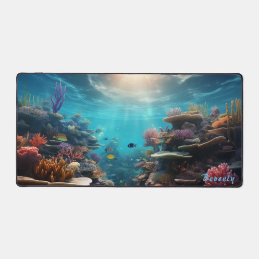 Gepersonaliseerde Onderwater Coral Reef Desk Mat (Voorkant)