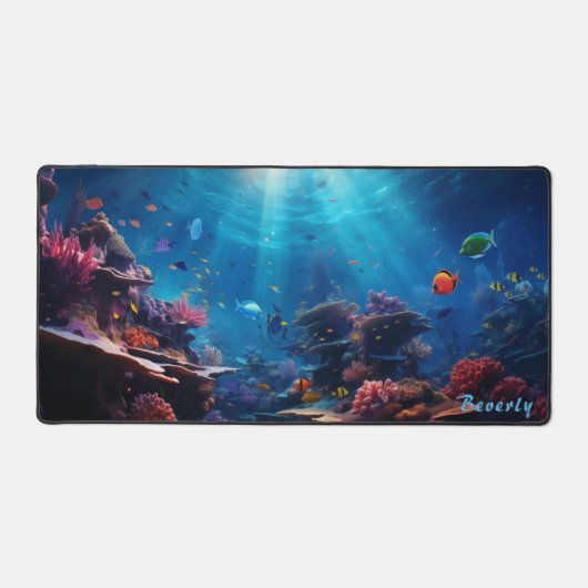 Gepersonaliseerde Onderwater Coral Reef Desk Mat (Voorkant)