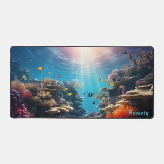 Gepersonaliseerde Onderwater Coral Reef Desk Mat (Voorkant)