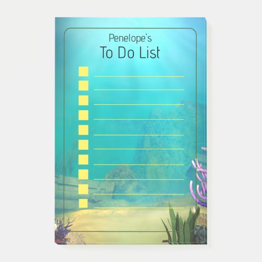 Gepersonaliseerde onderwater oceaan scène 4x6" post-it® notes (Voorkant)