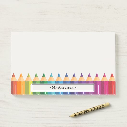 Gepersonaliseerde Onderwijs naam Kleurpotloden Post-it® Notes (Op bureau)