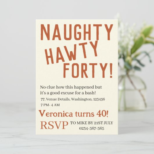 Gepersonaliseerde ondeugende hawty forty grappige kaart (Staand voorkant)