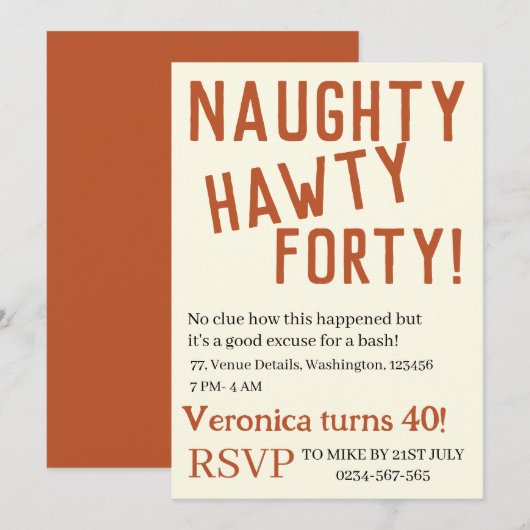 Gepersonaliseerde ondeugende hawty forty grappige  kaart (Voorkant / Achterkant)