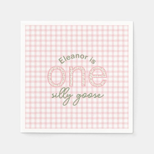 Gepersonaliseerde "One Gekke Goose" Verjaardag ser Servet (Voorkant)