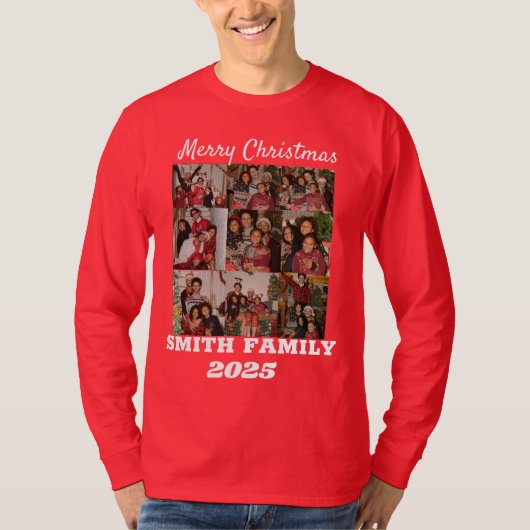Gepersonaliseerde One of a Kind Familiefotocollage T-shirt (Voorkant)