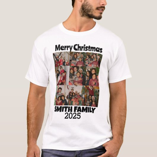 Gepersonaliseerde One of a Kind Familiefotocollage T-shirt (Voorkant)