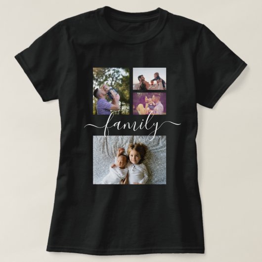 Gepersonaliseerde One of a Kind Familiefotocollage T-shirt (Design voorkant)