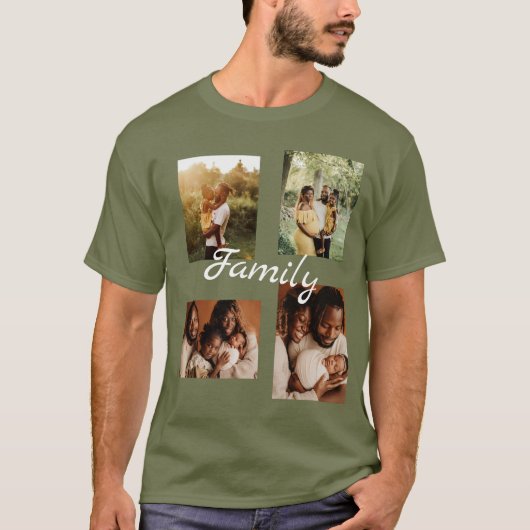 Gepersonaliseerde One of a Kind Familiefotocollage T-shirt (Voorkant)