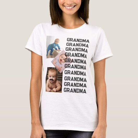 Gepersonaliseerde One of a Kind Fotocollage OMA T-shirt (Voorkant)