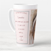 Gepersonaliseerde One Photo Baby Stats Roze & Wit Latte Mok (Linkerhoek)