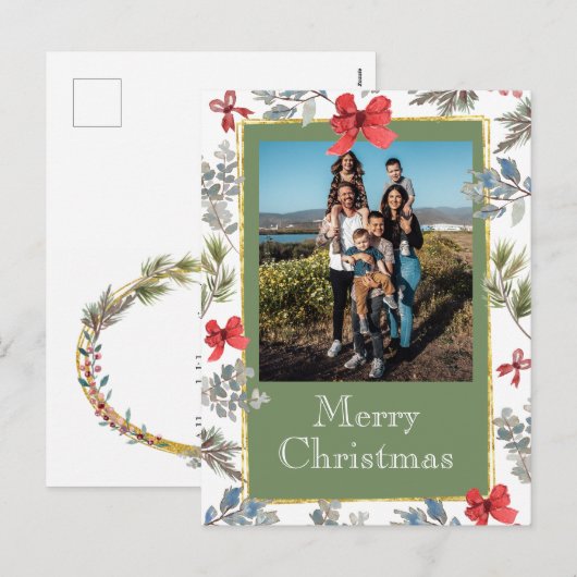 Gepersonaliseerde One Photo Holiday Briefkaart (Voorkant / Achterkant)