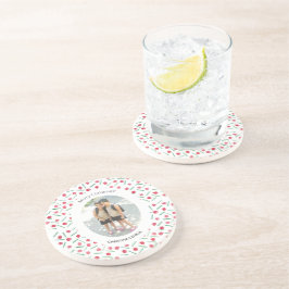 Gepersonaliseerde One Photo Modern Boho Candy Cane Zandsteen Onderzetter