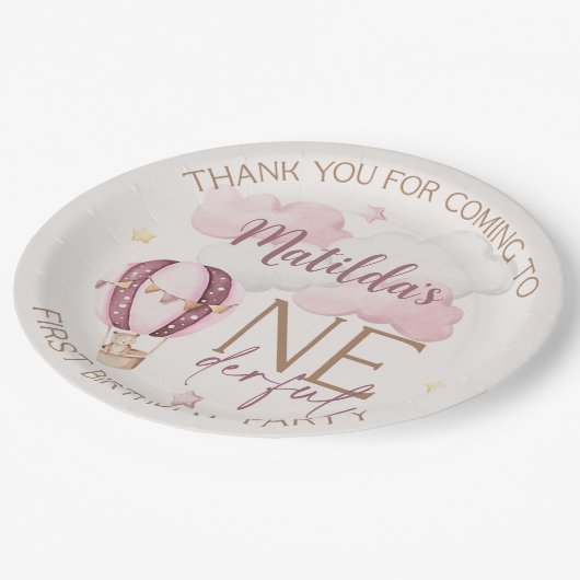 Gepersonaliseerde ONEderful 1e Verjaardag Papier B Papieren Bordje (Gekanteld)