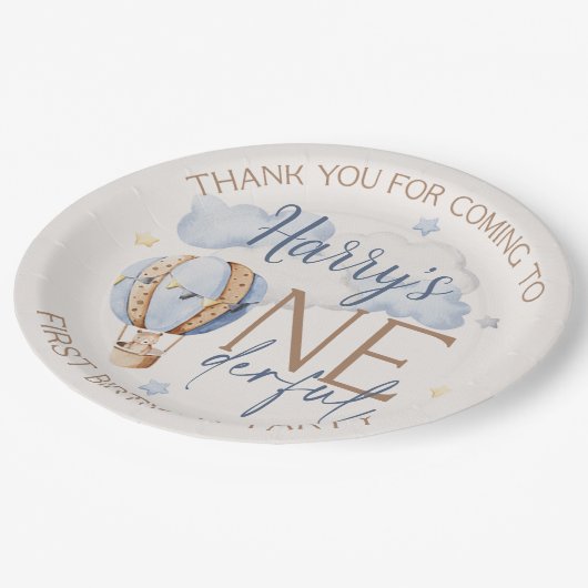 Gepersonaliseerde ONEderful 1st Birthday Party Bor Papieren Bordje (Gekanteld)