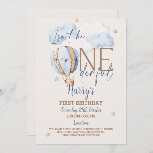 Gepersonaliseerde ONEderful 1st Verjaardag uitnodi (Voorkant / Achterkant)