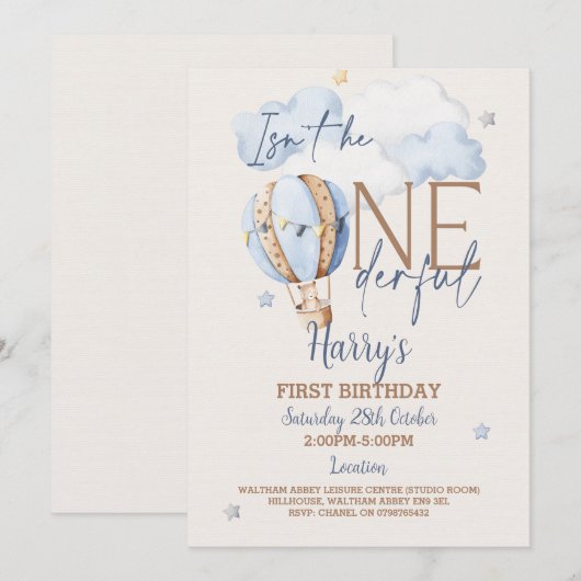 Gepersonaliseerde ONEderful 1st Verjaardag uitnodi Kaart (Voorkant / Achterkant)