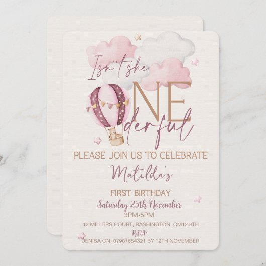 Gepersonaliseerde ONEderful eerste verjaardag uitn Kaart (Voorkant / Achterkant)