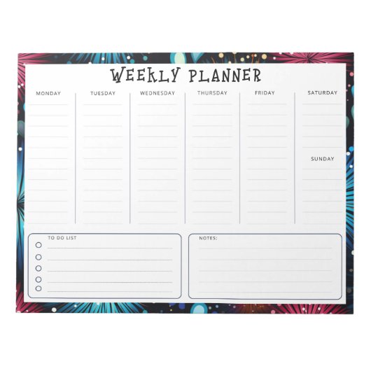 Gepersonaliseerde ongedateerde verticale weekplann notitieblok (Voorkant)