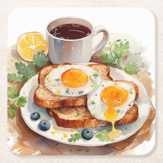 Gepersonaliseerde Ontbijt Ei Toast Koffie Eten Foo Kartonnen Onderzetters
