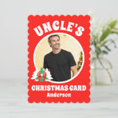 Gepersonaliseerde Oom Foto van Kerstmis Feestdagenkaart (Staand voorkant)