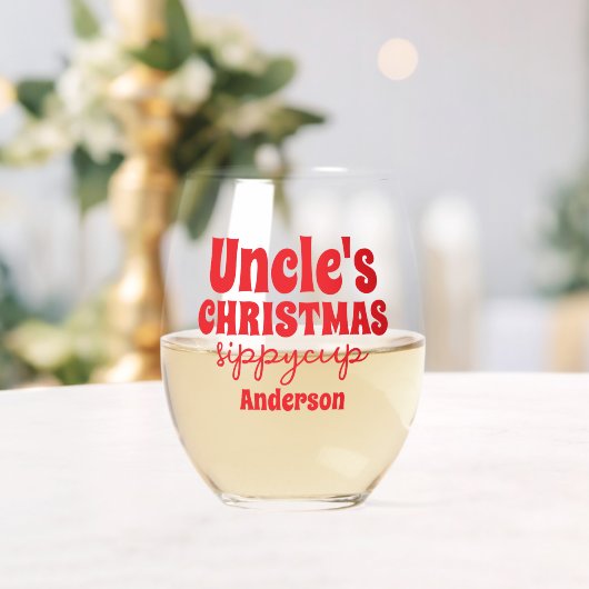 Gepersonaliseerde oom kerst Sippy Cup Wijnglas Zonder Voet (Insitu (Huwelijk))