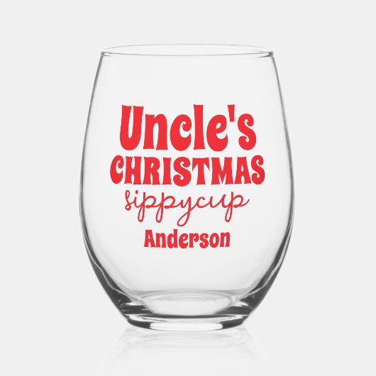 Gepersonaliseerde oom kerst Sippy Cup Wijnglas Zonder Voet (Voorkant)