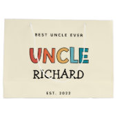 Gepersonaliseerde oom Retro Best oom Ever Cute Groot Cadeauzakje (Achterkant)