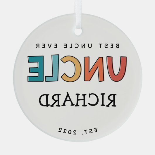 Gepersonaliseerde Oom Retro Gift Best oom Ever Cut Glas Ornament (Achterkant)