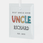Gepersonaliseerde Oom Retro Gift Best oom Ever Cut Glas Ornament (Voorkant links)