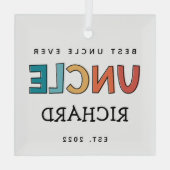 Gepersonaliseerde Oom Retro Gift Best oom Ever Cut Glas Ornament (Achterkant)