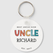 Gepersonaliseerde Oom Retro Gift Best oom Ever Cut Sleutelhanger (Voorkant)