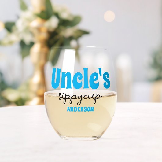 Gepersonaliseerde oom's Sippy Cup Wijnglas Zonder Voet (Insitu (Huwelijk))