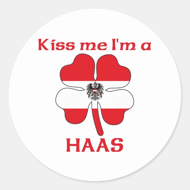 Gepersonaliseerde Oostenrijkse Kus Ik ben Haas Ronde Sticker (Voorkant)